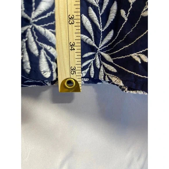 Draper James Navy Blue Floral Embroidered Flutter Sleeve Dress Size 12 Brunch - Picture 9 of 12